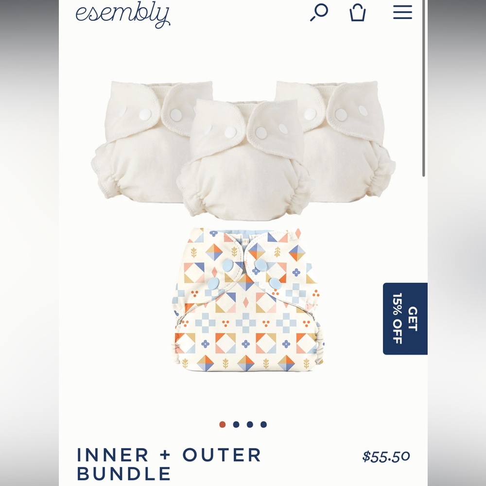 Esembly Cream and Patterned Diaper Cover Set
